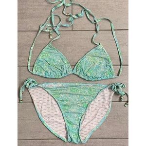 Lilly Pulitzer Turtle Blue Green Triangle Bikini